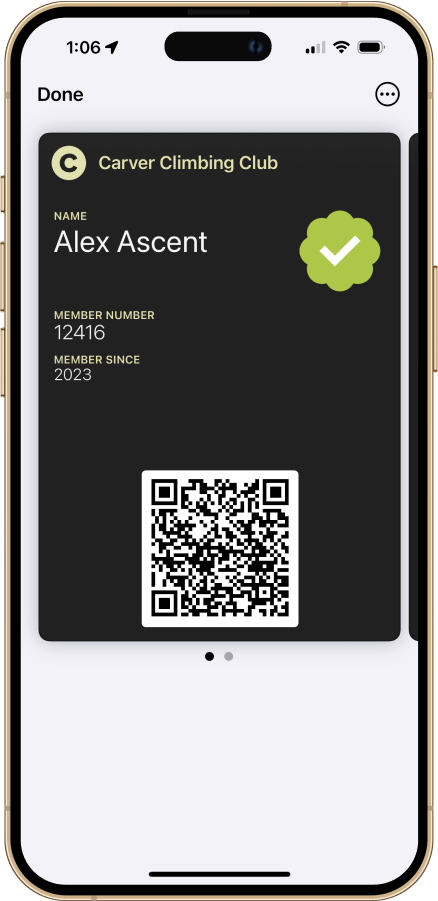 Apple Wallet membership card