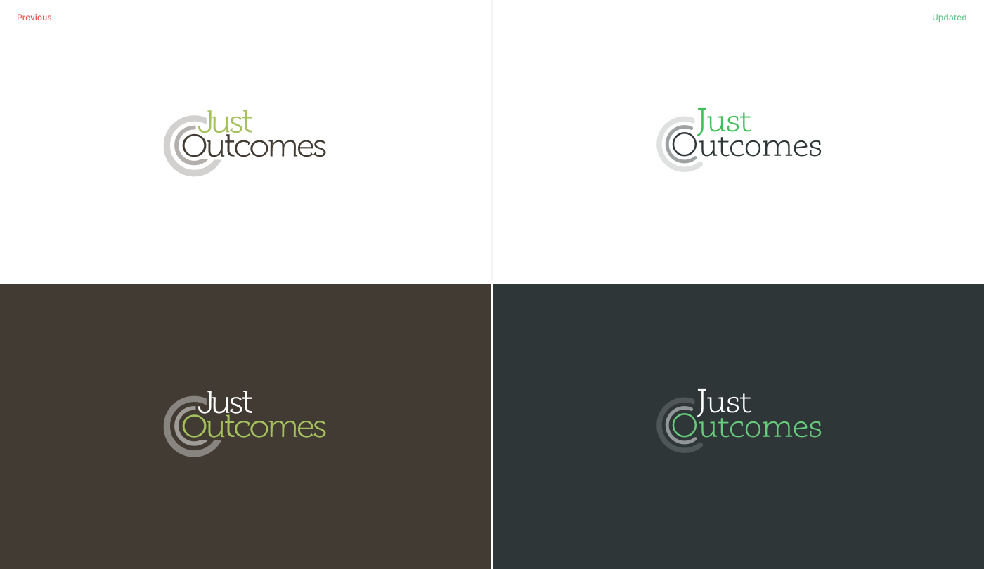 Previous branding on the left / our refreshed version on the right